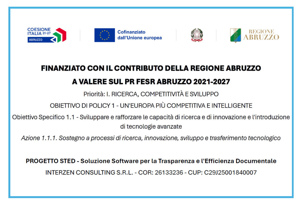 Targa Informativa Finanziamento Regiona Abruzzo Intelligenza Artificiale Interzen